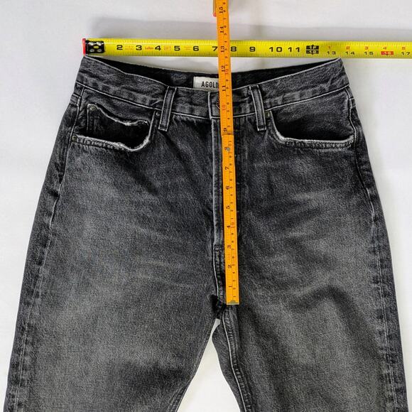 AGOLDE Fran Low Slung Jeans 26 Charcoal Straight Leg Rigid Button Fly - Picture 8 of 11